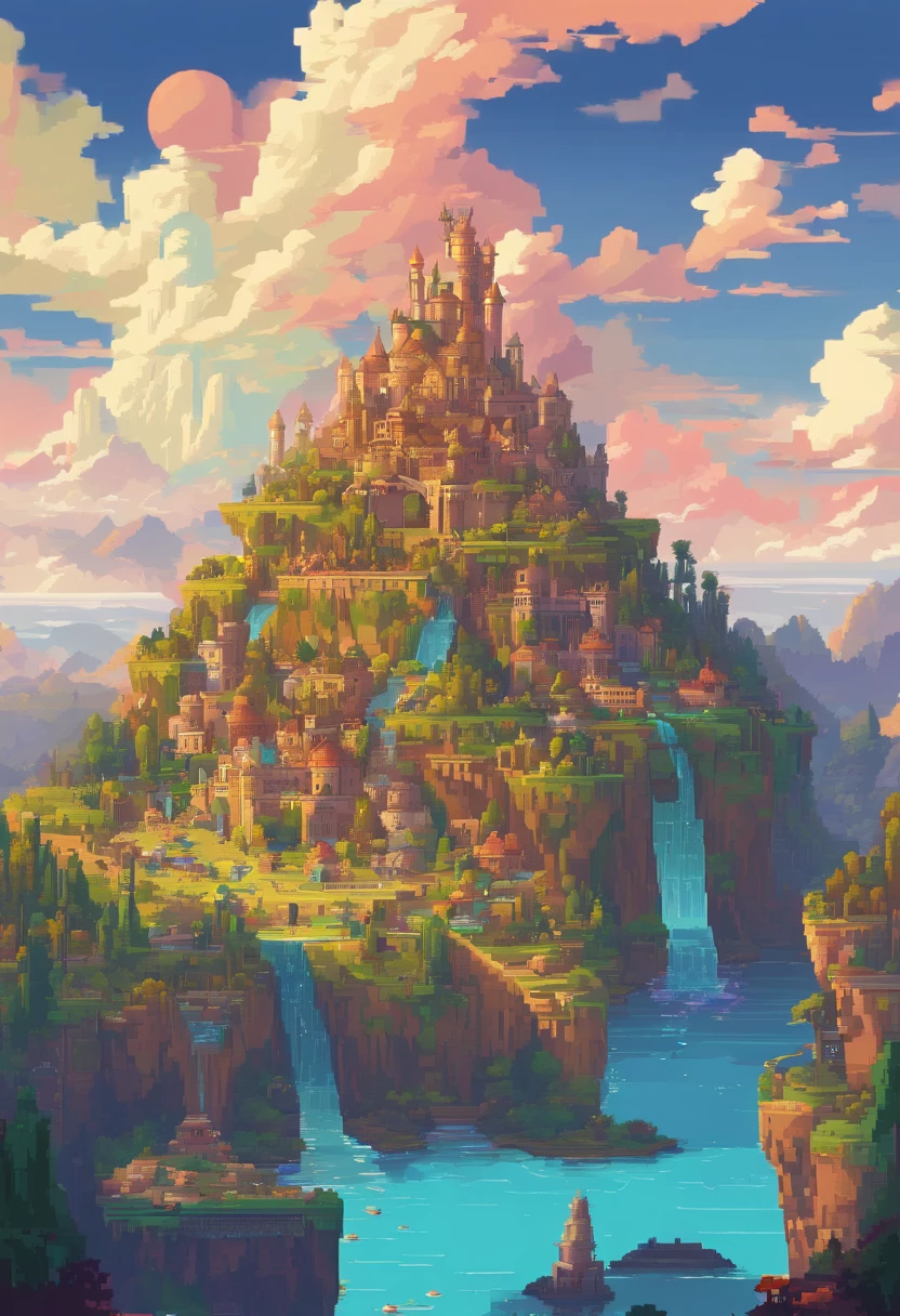 Fantasy world, wonderful, full of fantasy and FICTION, colorful (work of art), landscape presents a civilization mixed with medieval and futuristic, Beautiful landscape, 4k HD, Art,