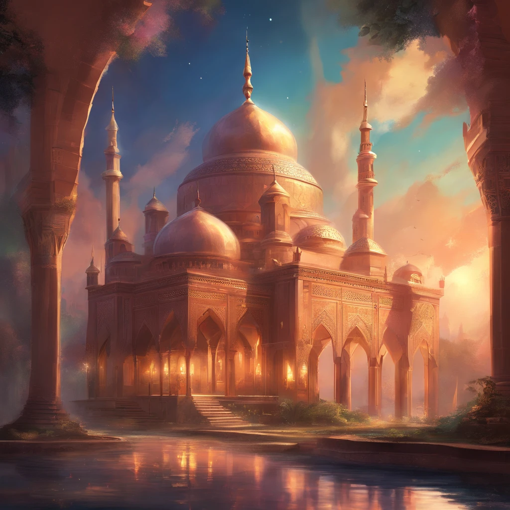 mosque, beatiful skies.