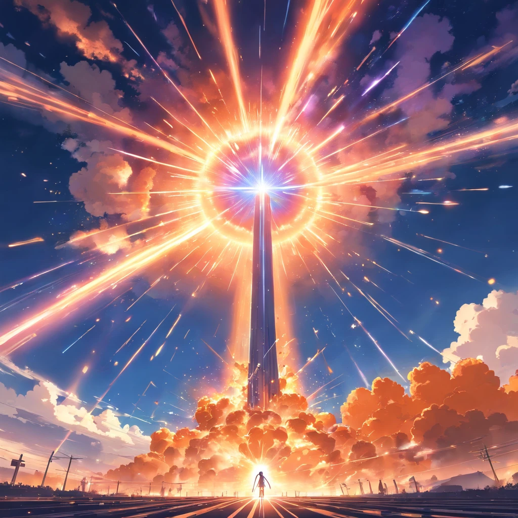 Supernova explosions,Orange main color,Giant cross rays,Extremely strong color impact