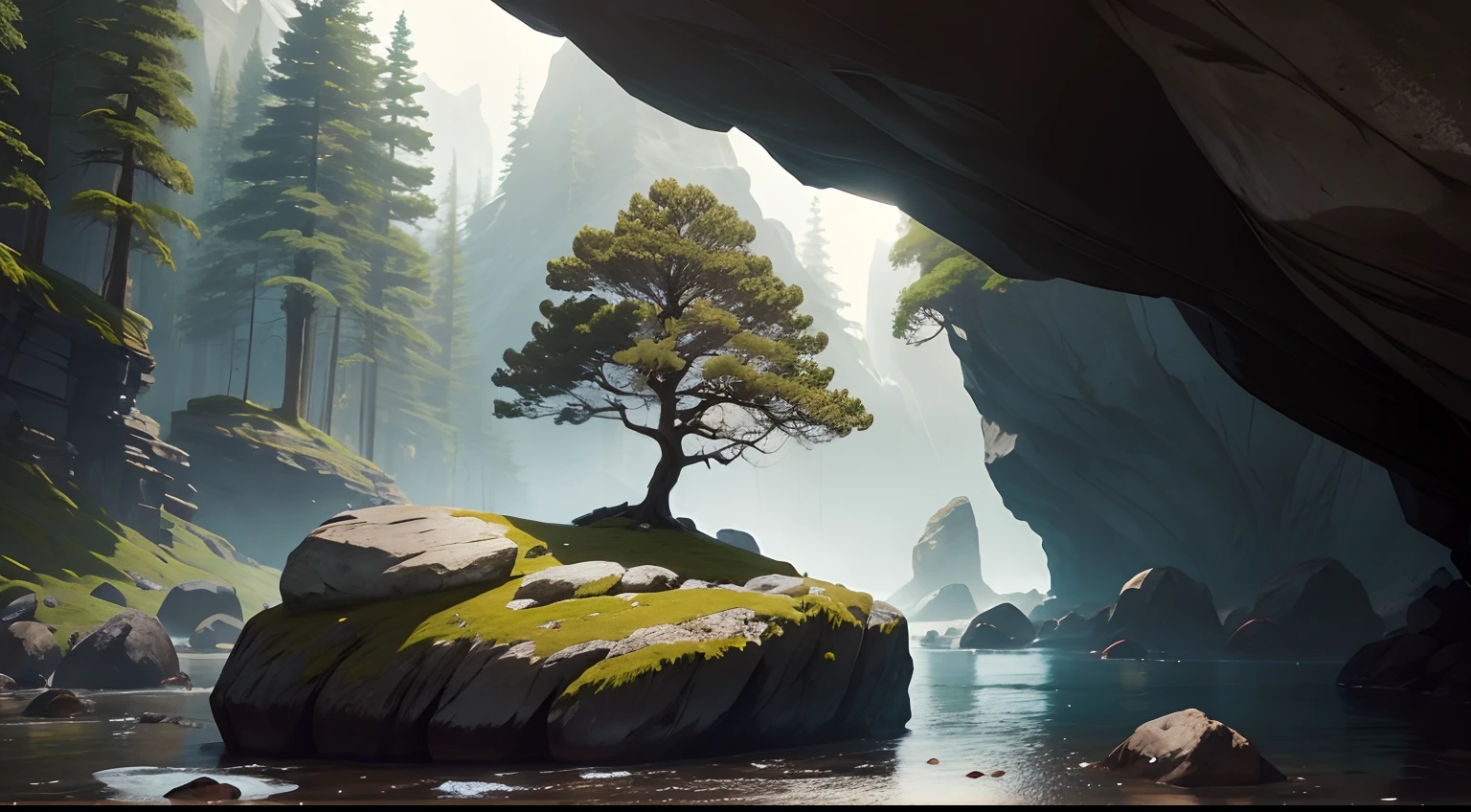 tree amidst rocks