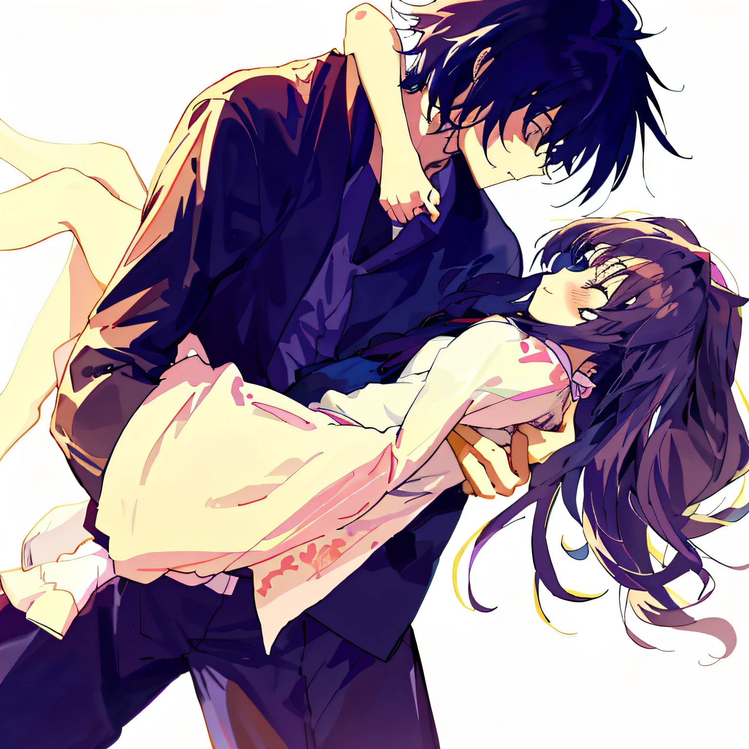 anime couple hugging each other in a hug, shoujo romance, he holds her while she sleeps, anime style”, | | very very anime!!!, anime!!!!, hug, l · Lawliet, anime lover, anime”, yandere, anime!!!!!!!!!!!!!!!, romantic!!!, anime wallaper, anime!!!, anime picture, illustrative!!, shoujo, beautiful depiction