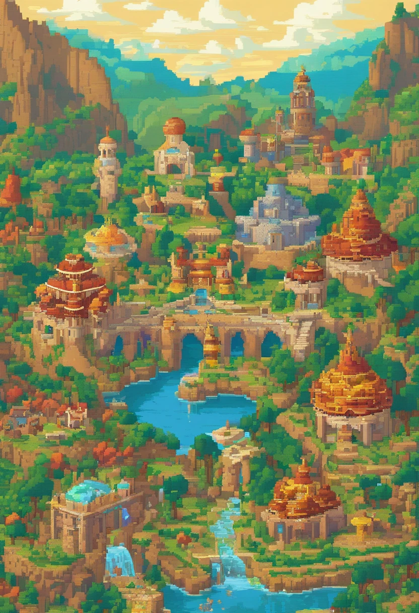mundo de fantasia, maravilhoso, full of fantasy and FICTION, Colouring, luminosadade baixa, Medium brightness (artistic work), landscape presents a civilization mixed with medieval and futuristic, bela paisagem, 4K HD | |, arte,