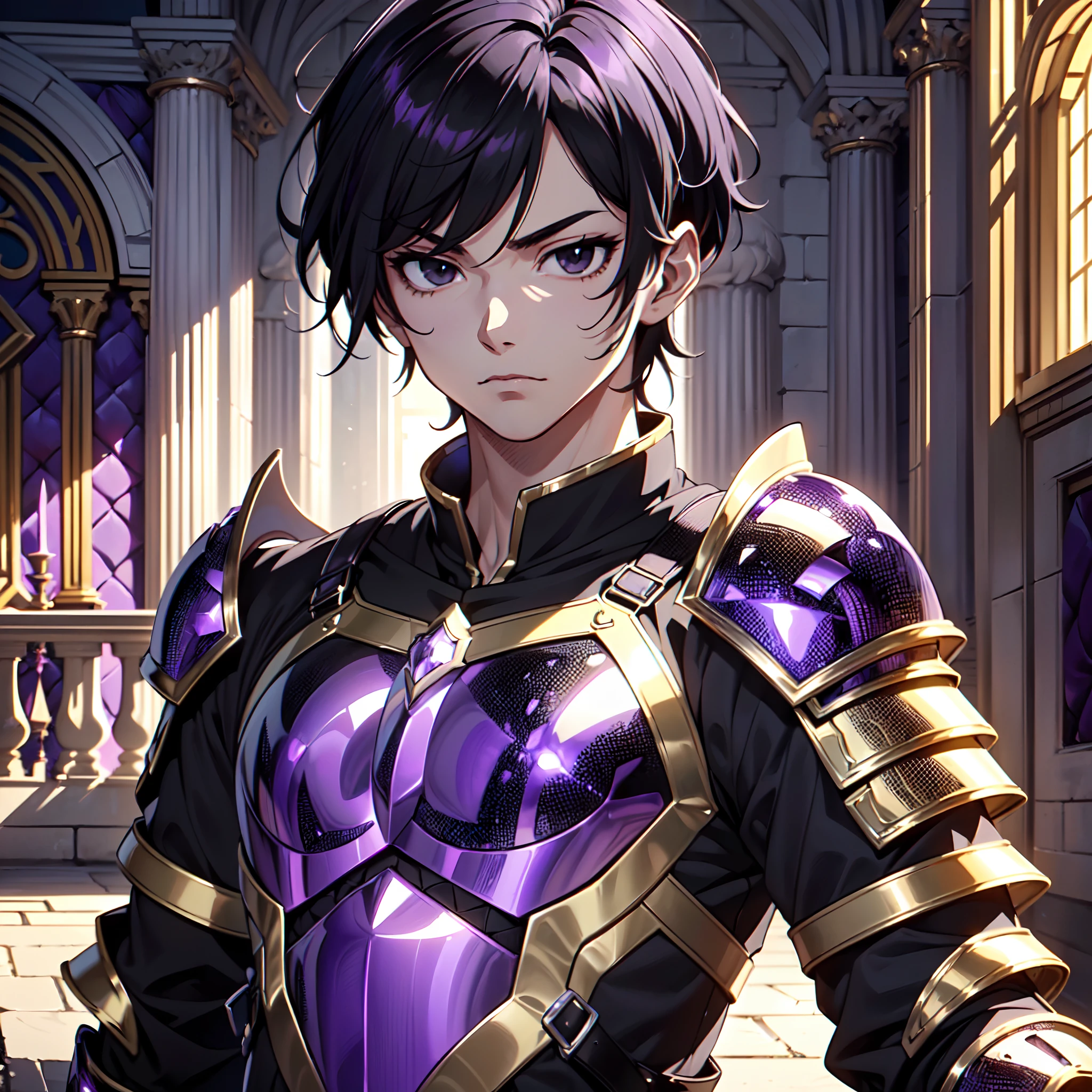 128K Ultra High Definition,
128K Ultra High Quality,
128K Ultra High Resolution,
Best Definition,
Best Quality,
Best Resolution,
Perfectly Detailed,
Perfectly Designed,
Extremely Detailed,
Extremely Designed,
Hyper Detailed,
Hyper Definition,
Hyper Quality,
Hyper Resolution,
Masterpiece,
(((Anime))),
Body Shot,
(((Boy))),
Handsome,
Muscular Body,
(((Black Short Hair))),
(((Black Eyes))),
(((Hyper Detailed & Perfectly Designed Purple Amethyst Armor Plates))),
(((Hyper Detailed & Perfectly Designed Baron Armor))),
(((Inside Of Medieval Royal Palace Background Scenery))),