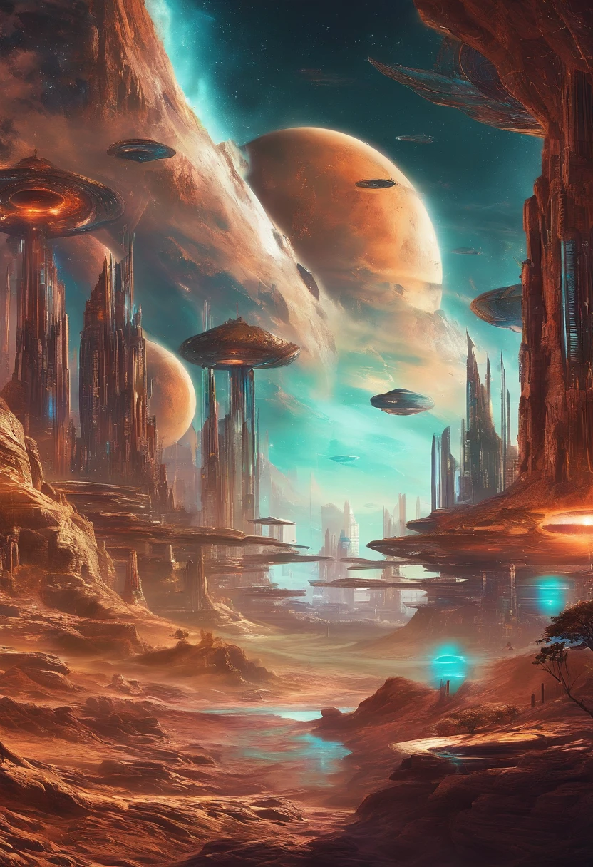 Fantasy world, wonderful, full of fantasy and FICTION, Coloring, Low Light, Medium brightness (perfect artistic work), landscape presents enormous beauty and fantasy theme, beautiful
