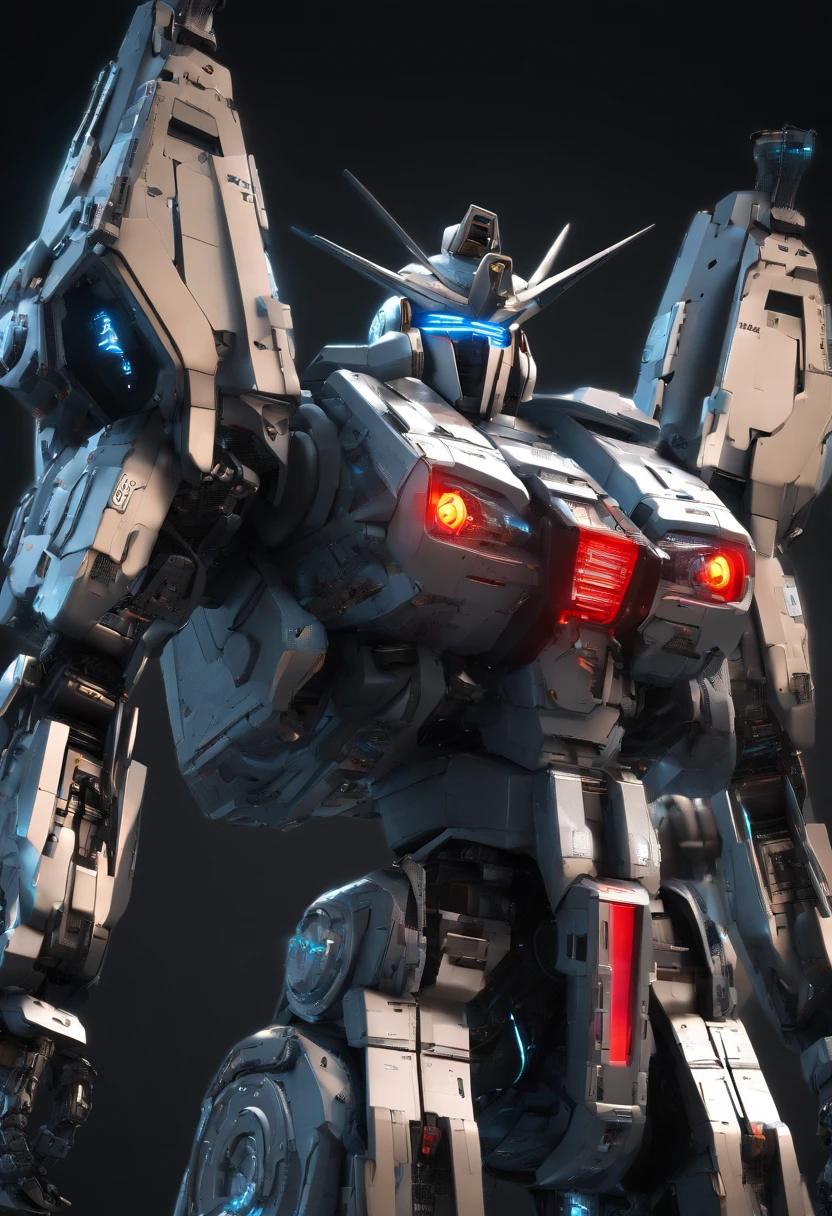 Gundam Mech , Science fiction, Front view, Sense of technology, C4D, OC Renderer, Unreal Engine, high detailing, industrial design, 8K HD, studio lights, Retro