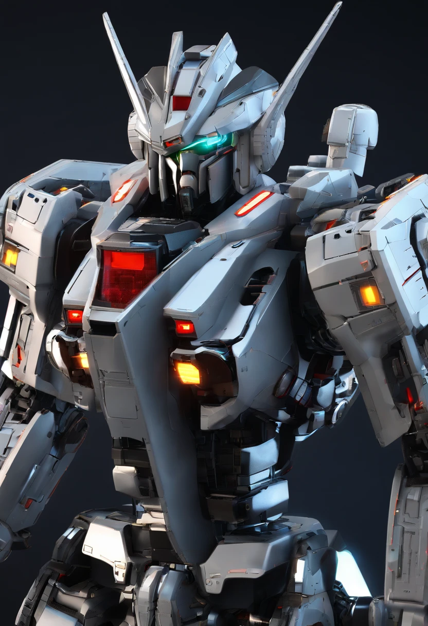 Gundam Mech , Science fiction, Front view, Sense of technology, C4D, OC Renderer, Unreal Engine, high detailing, industrial design, 8K HD, studio lights, Retro