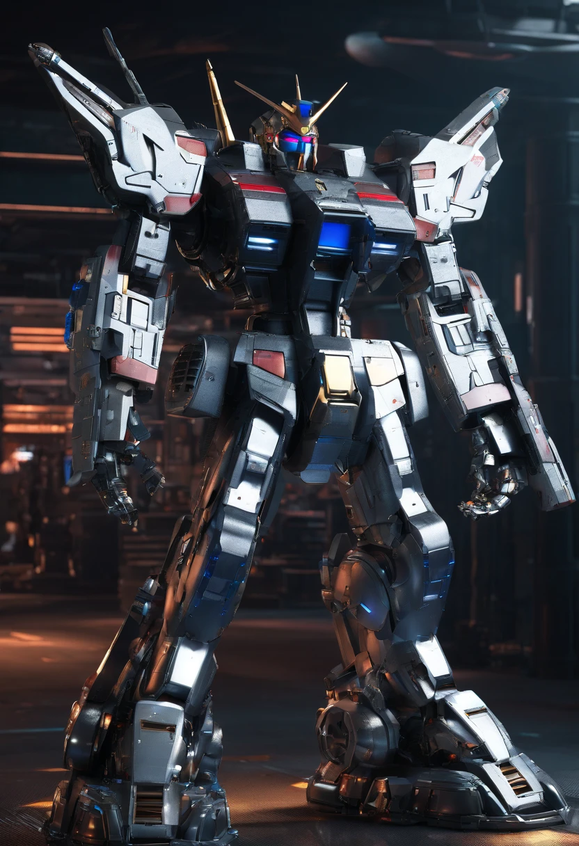 Gundam Mech , Science fiction, Front view, Sense of technology, C4D, OC Renderer, Unreal Engine, high detailing, industrial design, 8K HD, studio lights, Retro