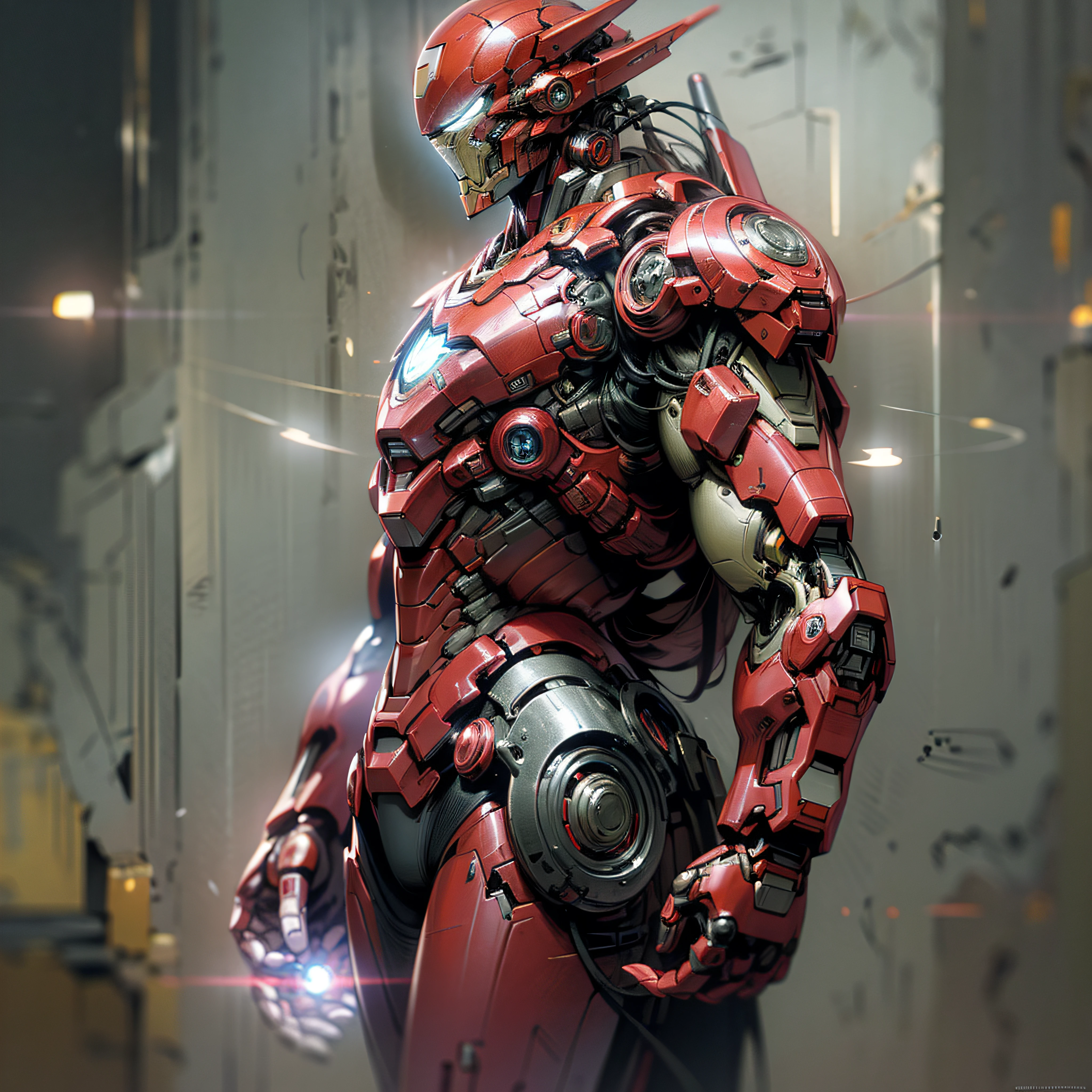 Iron Man DC Comics Cyber Punk Style (Masterpiece) (Best Quality) (Detailed) (8K) (HDR) (Wallpaper) (Cinematic Lighting) (Sharp Focus) (Intricate)
