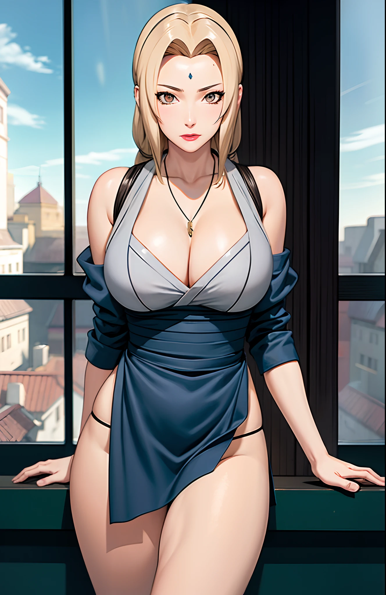 Good anatomy, Masterpiece, Best quality, 4K, 8K, Professional photography, Soft light, Sharp focus, kitchens, 1 girl, Blonde hair, Thong with apron,Blonde hair, Bank spin-offs, Detailed face+Brown eyes, Enchanted, The face is flushed,Stick out your tongue, lipstick, Desire for dissatisfaction,Raised sexy,Eyes are confused,necklace, Bend over and possess,Chest down