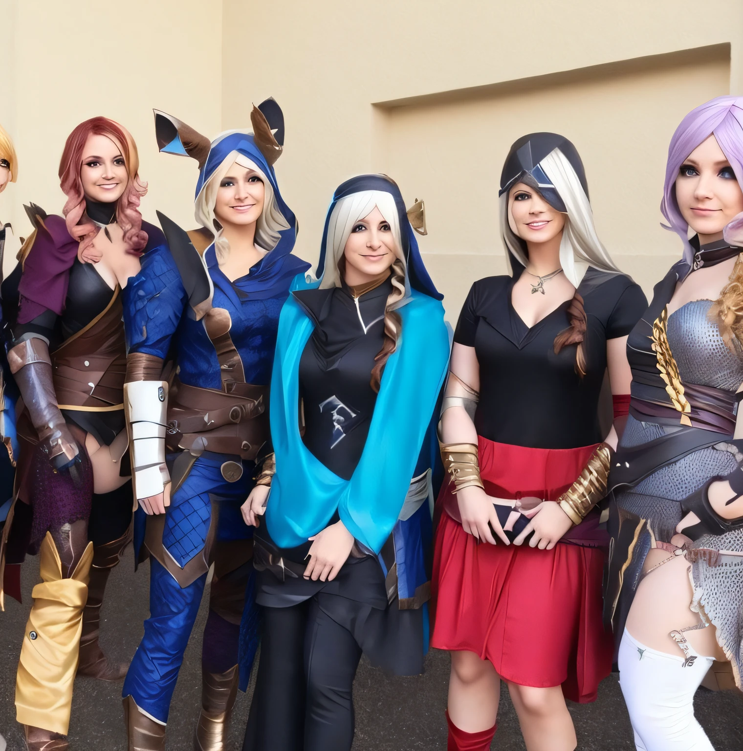 5 women dressed in gaming RP cosplay