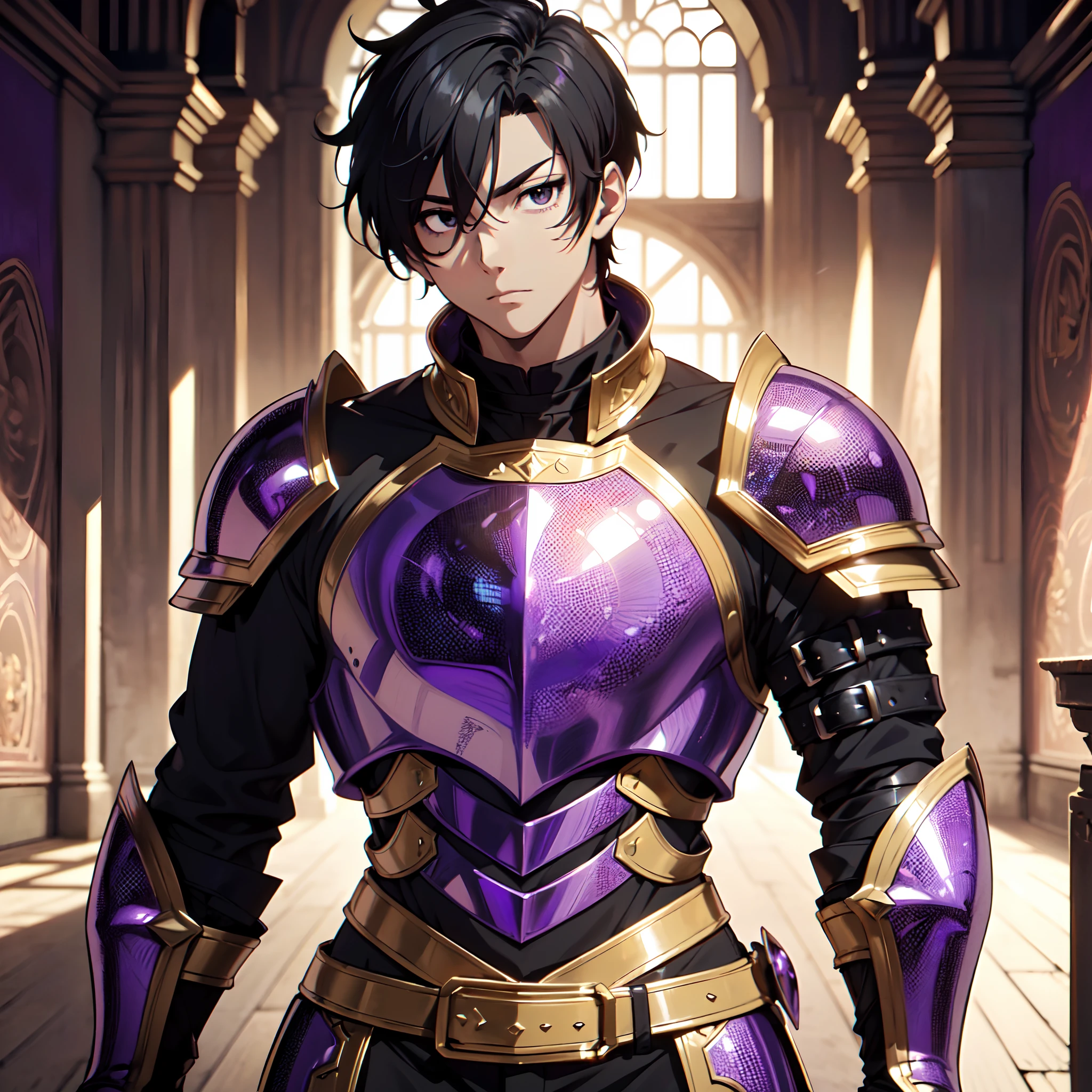 128K Ultra High Definition,
128K Ultra High Quality,
128K Ultra High Resolution,
Best Definition,
Best Quality,
Best Resolution,
Perfectly Detailed,
Perfectly Designed,
Extremely Detailed,
Extremely Designed,
Hyper Detailed,
Hyper Definition,
Hyper Quality,
Hyper Resolution,
Masterpiece,
(((Anime))),
Body Shot,
(((Boy))),
Handsome,
Muscular Body,
(((Black Short Hair))),
(((Black Eyes))),
(((Hyper Detailed & Perfectly Designed Purple Amethyst Armor Plates))),
(((Hyper Detailed & Perfectly Designed Baron Armor))),
(((Inside Of Medieval Royal Palace Background Scenery))),