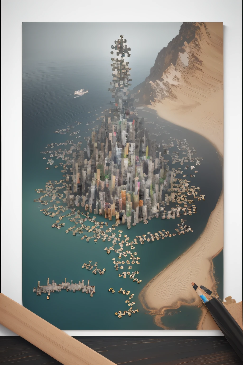 A picture of a puzzle where all the pieces are competing companies, exceto uma que se encaixa perfeitamente.. vibrante, fotogrdeia realista, Realistic, Dramatic, Escuro, foco nítido, 8k. pintura digital, rendering by octane, art stations, Conceito-Arte, liso, foco nítido