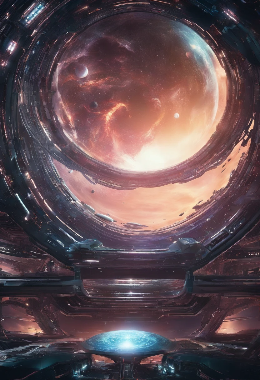 Intergalactic base, in the orbit of a supermassive black hole, a base similar to a Dyson sphere HD 4k, (work of art)