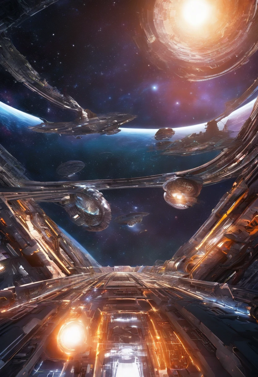 Intergalactic base, in the orbit of a supermassive black hole, a base similar to a Dyson sphere HD 4k, (work of art)