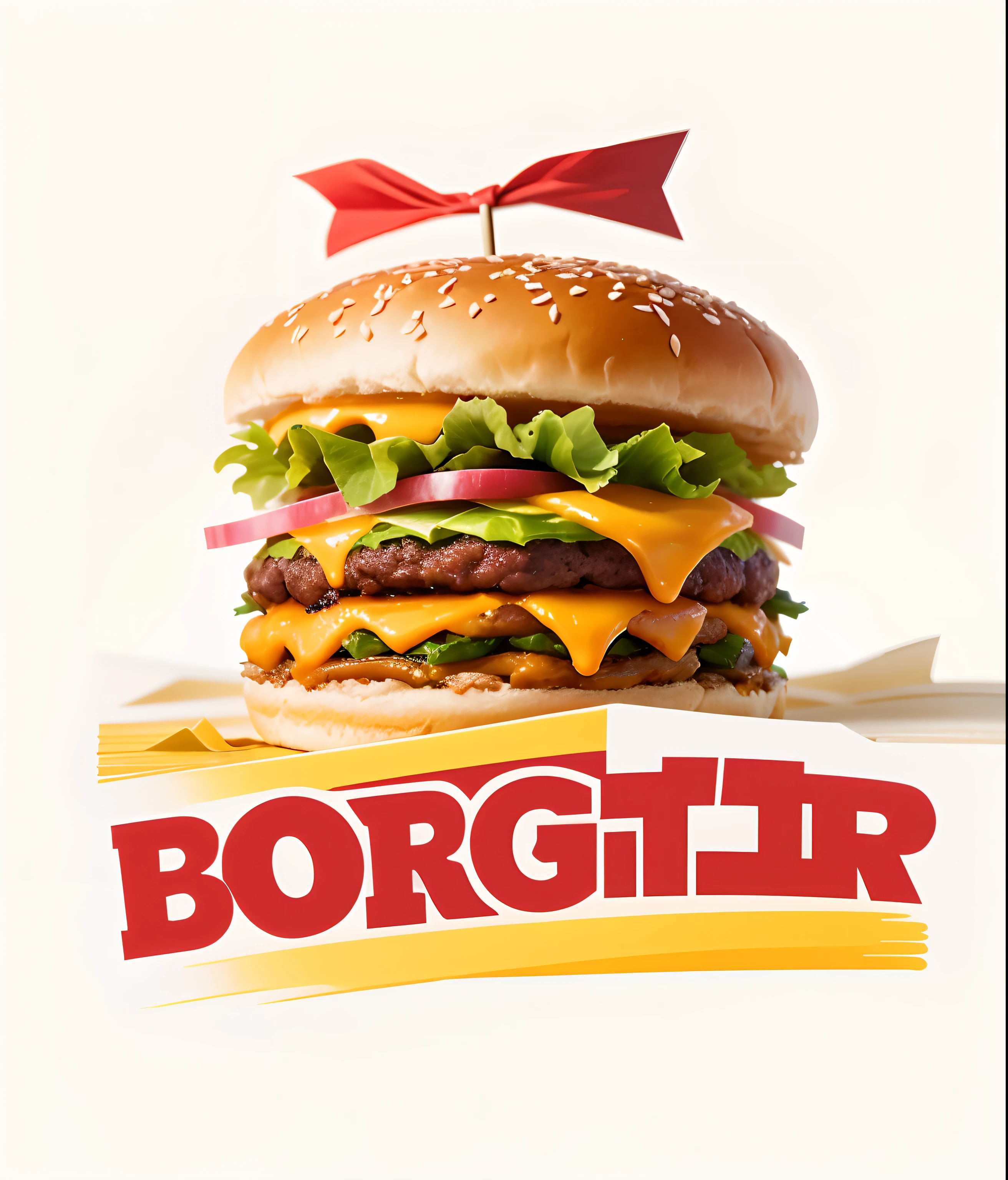 Create your version of the image, de forma de logo, realista, mantendo as cores originais. Create your version of burger