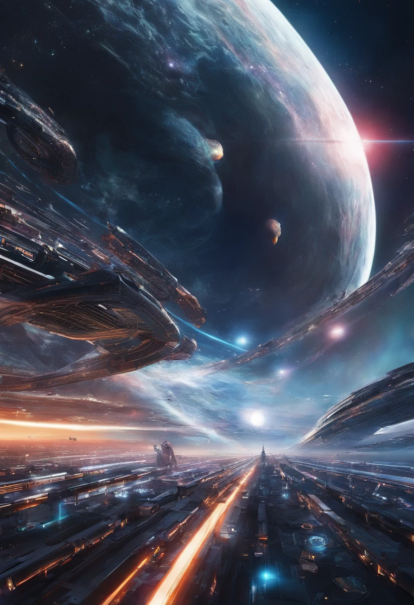 Intergalactic base, in orbit around a supermassive black hole, Astro space black hole similar to the one in the film Interstellar,  HD 4k , (artwork)