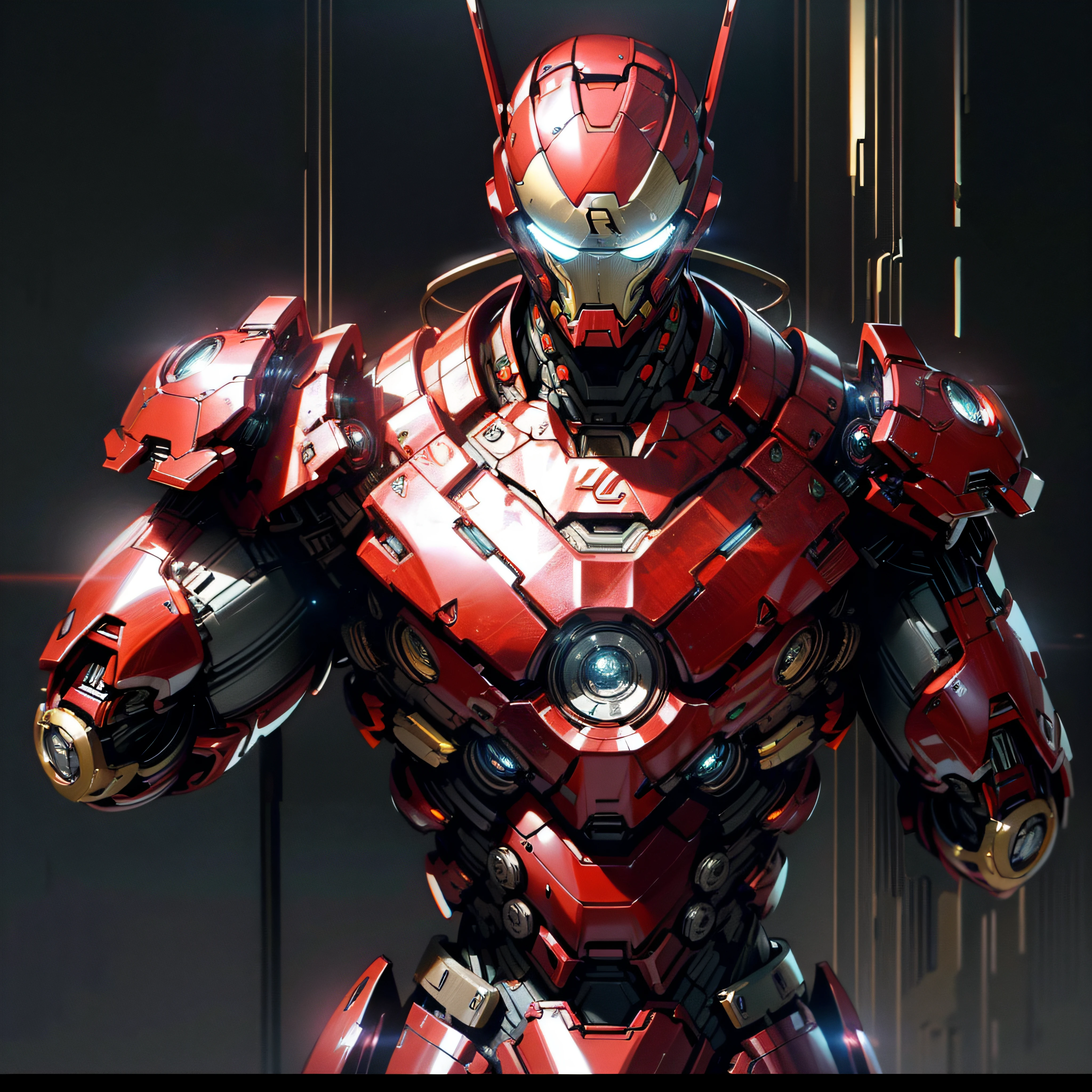Iron Man DC Comics Cyber Punk Style (Masterpiece) (Best Quality) (Detailed) (8K) (HDR) (Wallpaper) (Cinematic Lighting) (Sharp Focus) (Intricate)