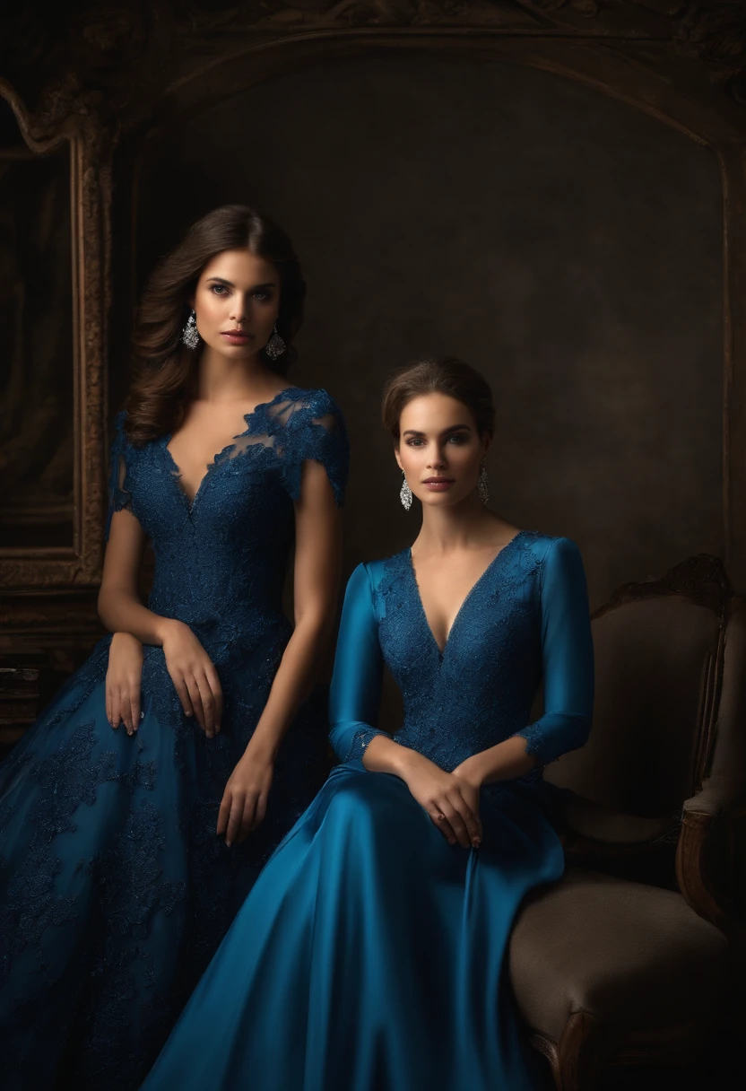 Araffes de chicas con vestidos azules posando para una foto, Happy birthday