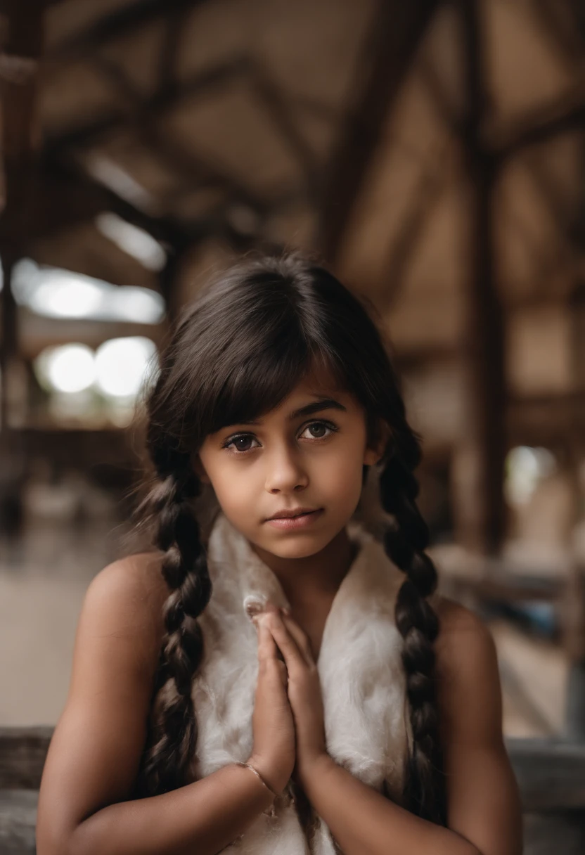 1 girl, (pele castanha escura:1.4), cabelos muito curtos, cor dos olhos pretos, toupeira no olho direito, bruises, messy clothes, roupa rasgada, roupa da da escola, deprimido, cold expression , (alta qualidade, master part, extremamente detalhado:1.2), (peito pequeno:1.2), (Realistic, fotorrealista:1.2), studio lighting