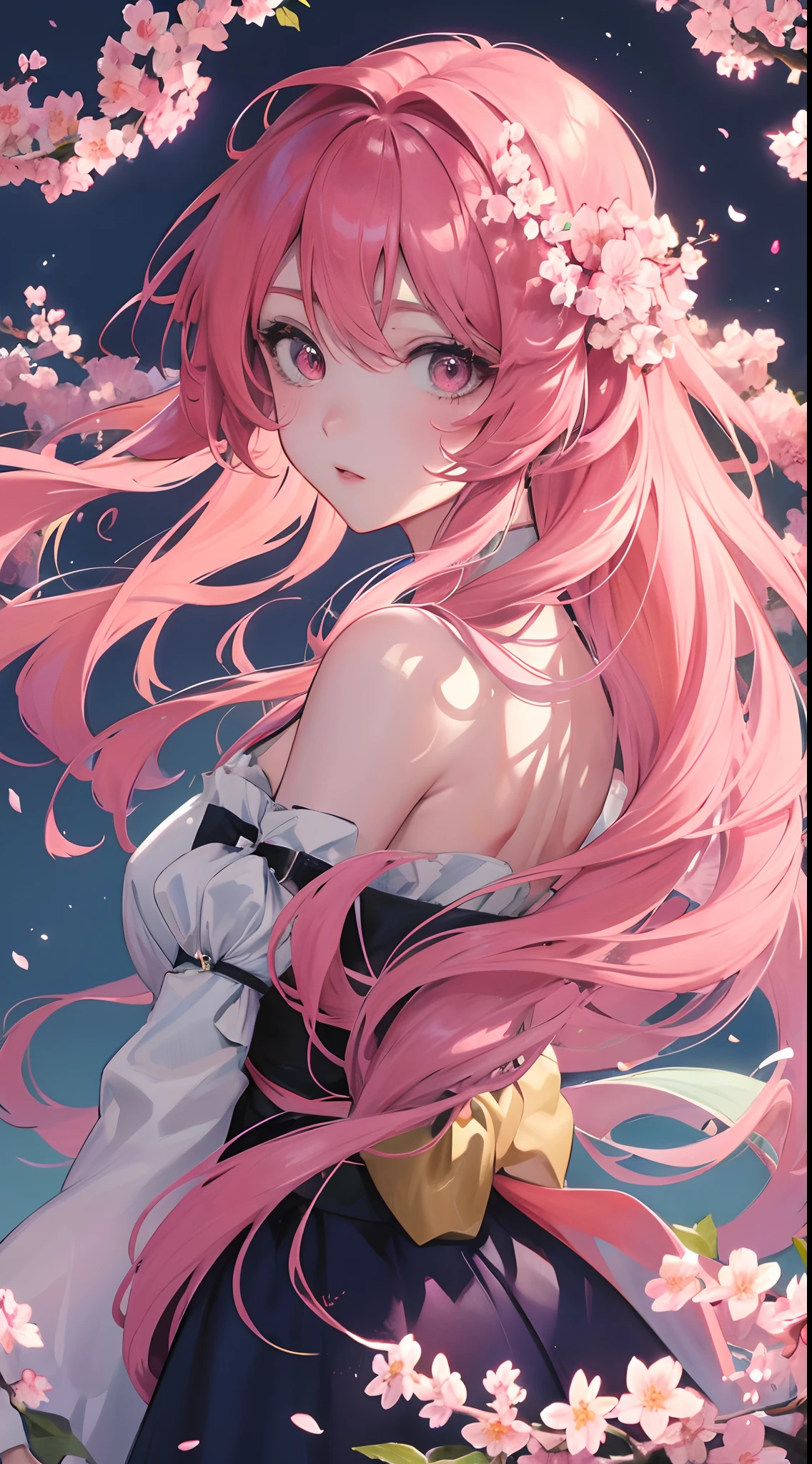 Anime girl with pink hair and green eyes posing for photo, Haruno Sakura, best anime 4k konachan wallpapers, seductive anime girl, Beichuan Ma Lin fan art, Sakura petals surround her, splash ink art anime loli, anime style 4k, Anime cute art style, High quality anime art style, Detailed anime artwork, anime wallpaper, anime best girls