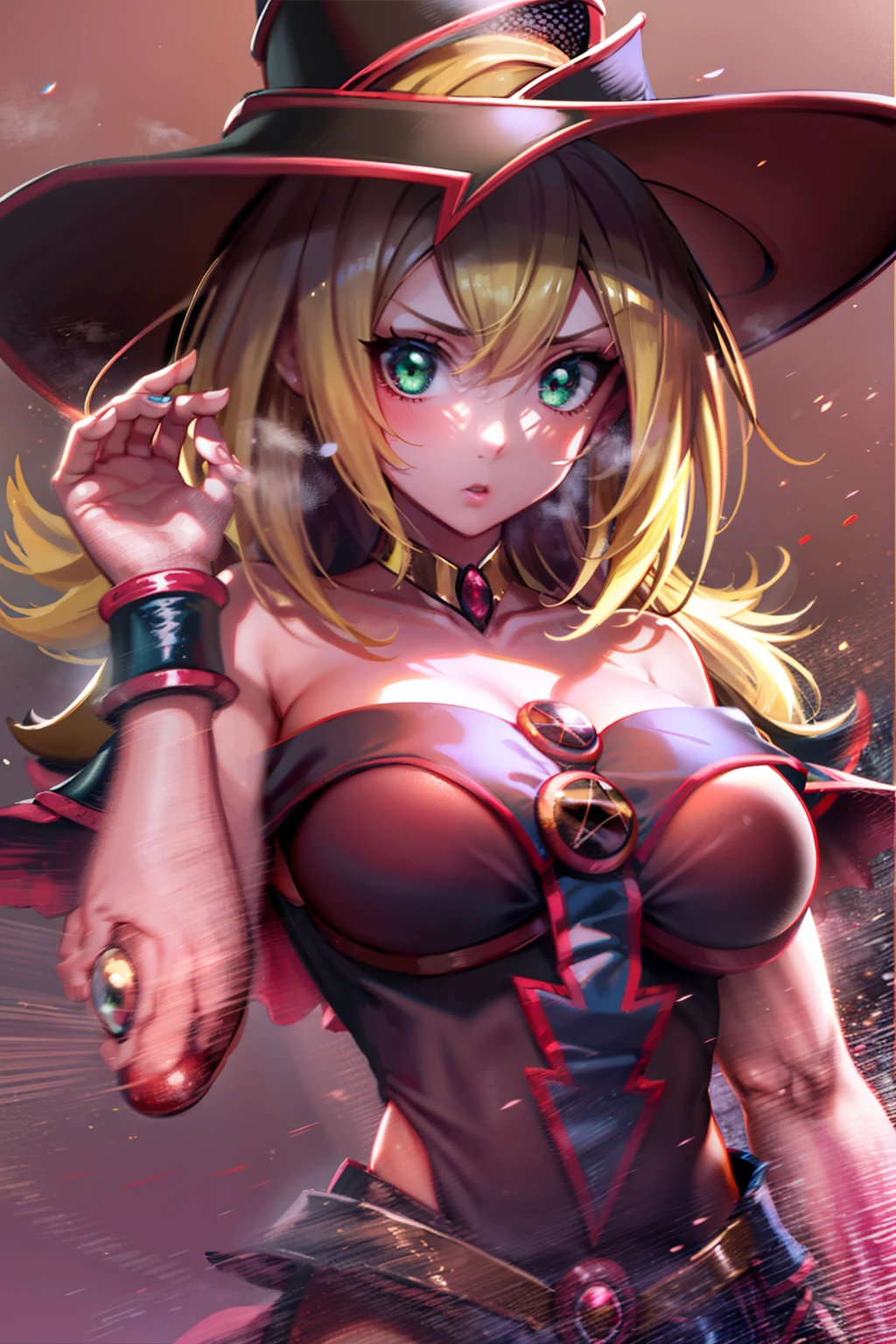 ((Dark magician girl)), 8k, Obra maestra, La mejor calidad, fotorrealista, Ultra detallado, 1 girl, textura realista de la piel, senos grandes, rojo perfecto erigido , Mira hacia el espectador, ((Vemos su abierto)), Camiseta suelta de medio corte,, Underboobs, debajo de los senos, Micro mini falda, , movie lighting, Enfoque facial, Ojos finos, Cara detallada, Cara bien iluminada, Rayos de sol, Ciudad ciberpunk al aire libre de fondo, Low-angle shot, Vista desde abajo