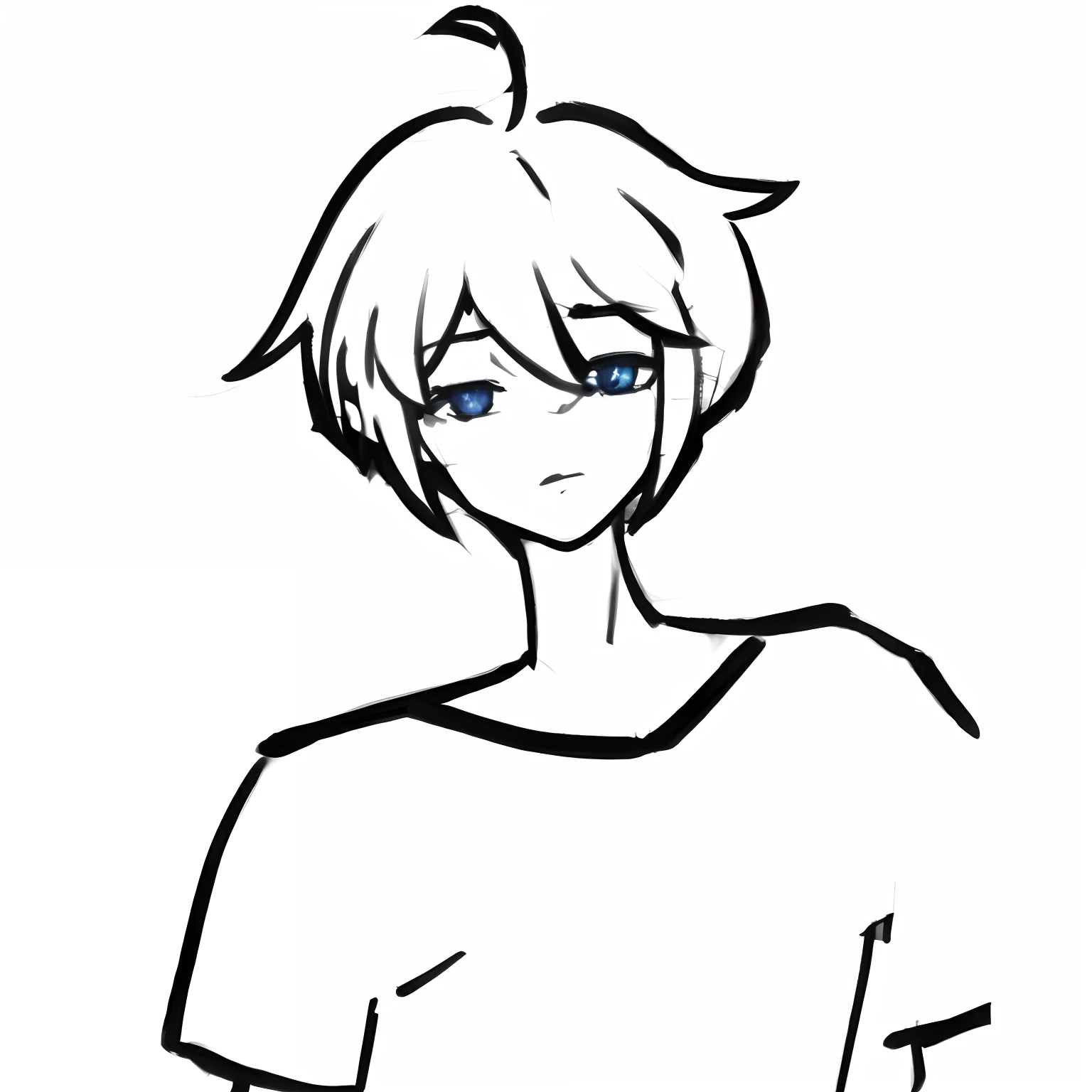 A boy with melancholy eyes，Consistent with the structure of the human body