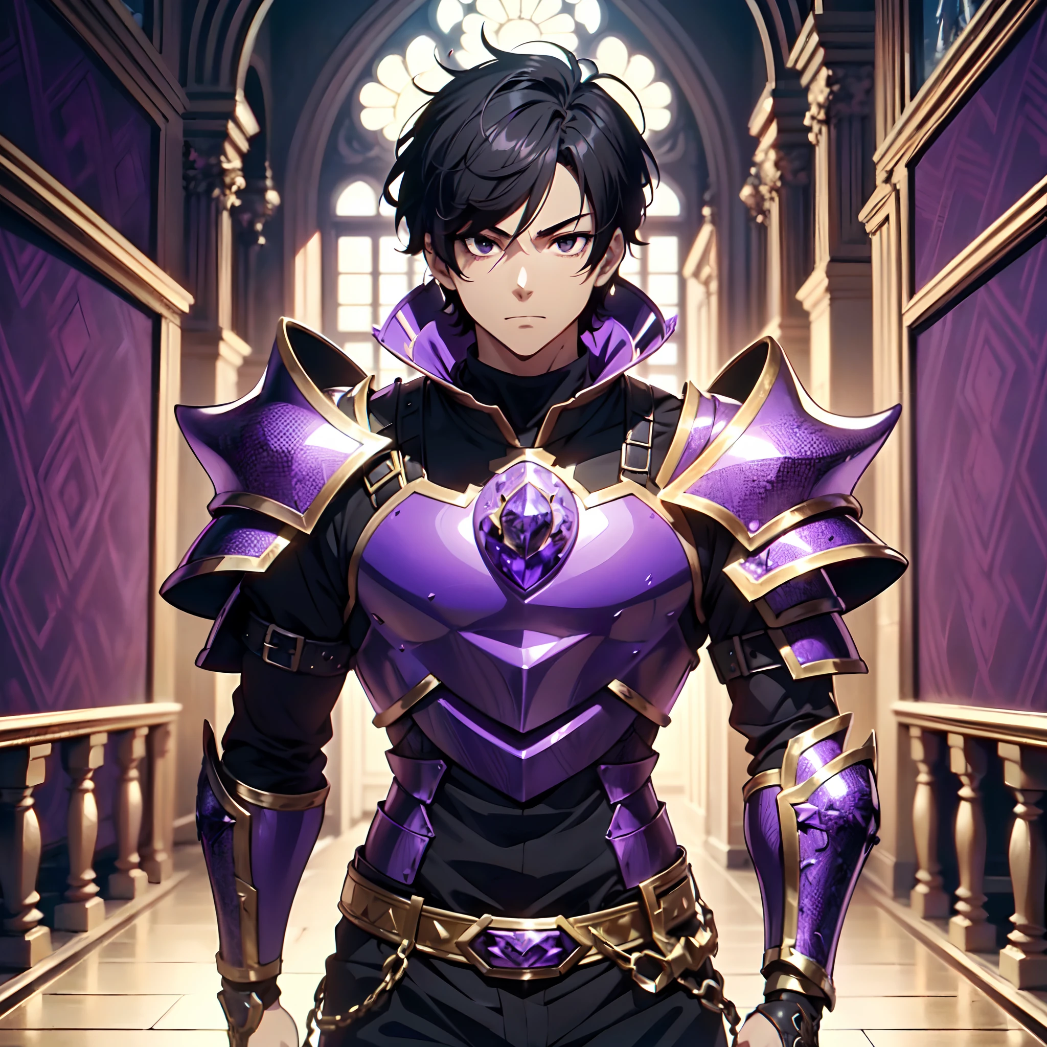 128K Ultra High Definition,
128K Ultra High Quality,
128K Ultra High Resolution,
Best Definition,
Best Quality,
Best Resolution,
Perfectly Detailed,
Perfectly Designed,
Extremely Detailed,
Extremely Designed,
Hyper Detailed,
Hyper Definition,
Hyper Quality,
Hyper Resolution,
Masterpiece,
(((Anime))),
Body Shot,
(((Boy))),
Handsome,
Muscular Body,
(((Black Short Hair))),
(((Black Eyes))),
(((Hyper Detailed & Perfectly Designed Purple Amethyst Armor Plates))),
(((Hyper Detailed & Perfectly Designed Baron Armor))),
(((Inside Of Medieval Royal Palace Background Scenery))),
