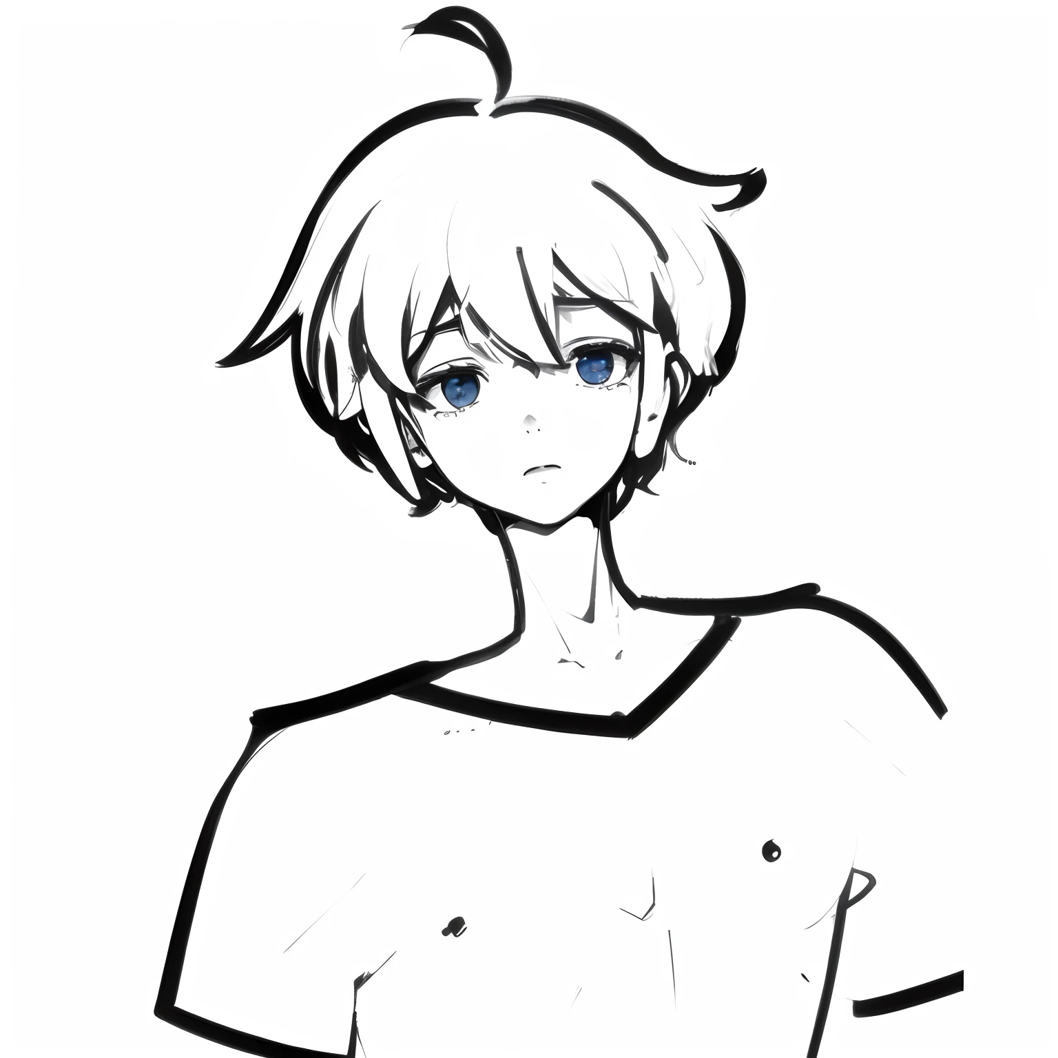 A boy with melancholy eyes,Consistent with the structure of the human body