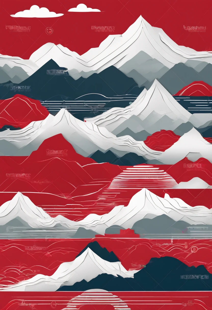 Great Wall of China, mountain peaks,closeup cleavage,In the style of paper art, painting of beautiful, A very complex masterpiece, Beautiful and intricate red masterpiece,