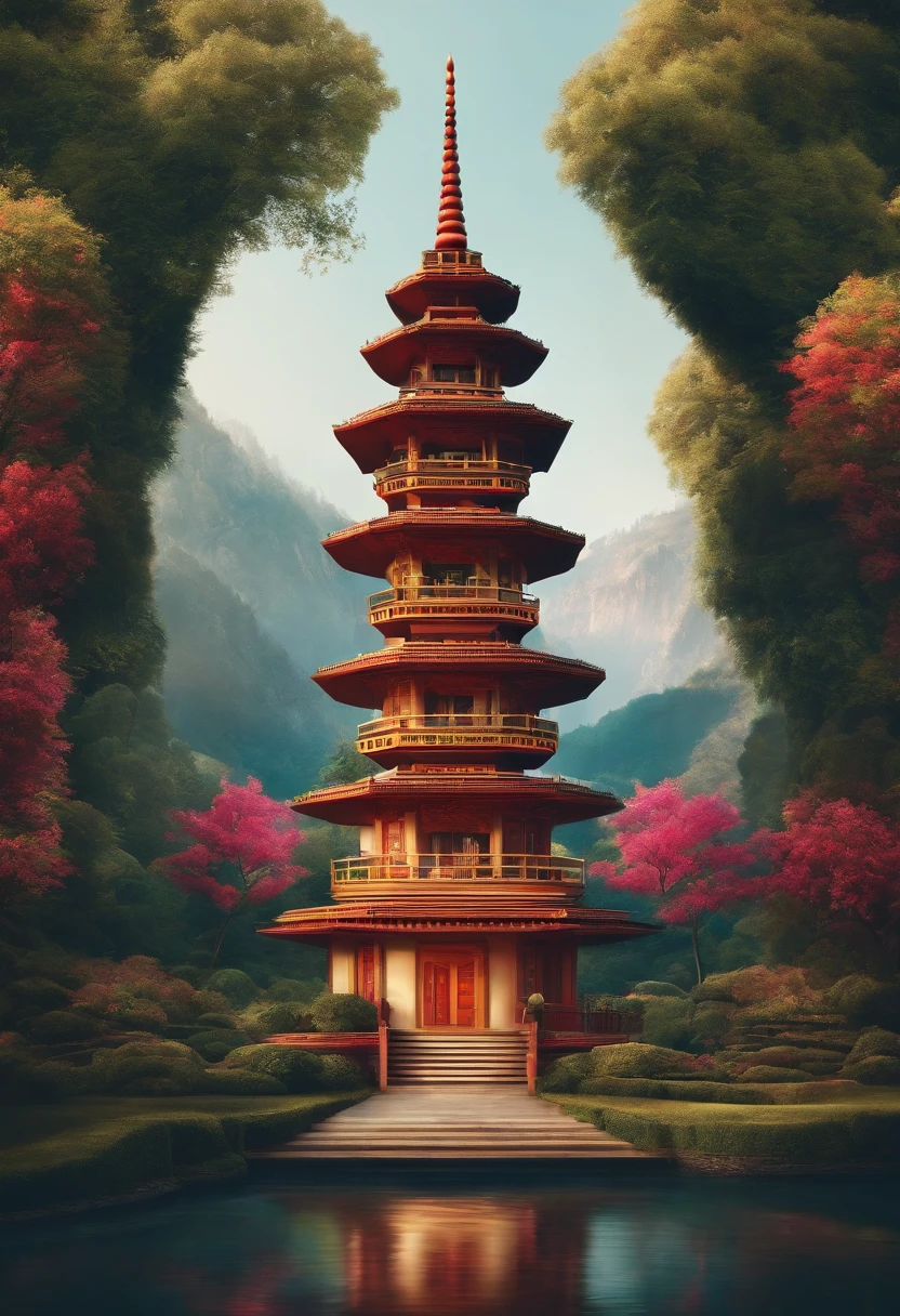 Logo design in the shape of a pagoda