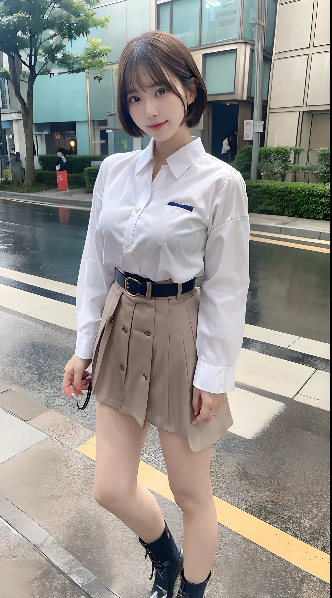 japanaese girl、a 18 year old girl、Pull Shorthair、blondehair、bangss、Brown-eyed、Perfect figure、Transparency、The sheen、Gloss、Colossal tits、garterbelts、Navy blue ribbon、Light blue shirt、Navy blue skirt、Guangyue、Burning Body、hposing Gravure Idol、In the street、Beautiful feet、Strong sunshine、Odious、Rain-drenched body、女優、Pose Gravure Idol、乃木坂アイドル、韓国アイドル、erotick、