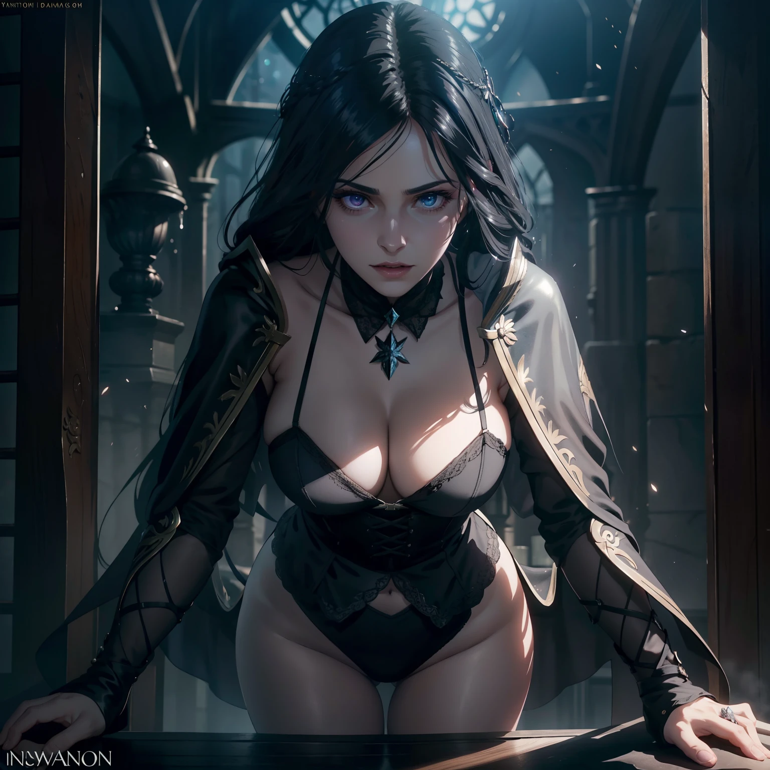 Hyper realistic super detailed sexy woman, Une fille confiante, NSFW (en anglais seulement), Very detailed, expressions faciales sexy, seductive facial expressions, [:(Face detail: 1.4): 0.4], 16K resolution, 4k resolution, dinamic lighting, High definition resolution, (sexy pose, Position attrayante), (hyper realistic: 1.4), (back light: 1.2), (Nuit: 1), (pleine hauteur: 1.8),(contrasting background: 1.5), (Anatomy of the hyperrealistic arm), (Hyperrealistic anatomy of the legs), (peau propre), (lighting cinematic: 1.7), (intime), (Technologie NVIDIA RTX Ray Tracing), (Anatomy of the hyperrealistic arm: 2), (Ventre plat parfait), (image couleur),Create a masterpiece in 4K resolution, ultra-realistic, and extremely detailed, featuring the enigmatic sorceress Yennefer from The Witcher series. Yennefer is the central character in the artwork, embodying her complex personality, magical prowess, and alluring presence.

Yennefer is depicted in one of her iconic moments, dressed in her signature attire. Her raven-black hair, elegantly styled, cascades down her back, and her violet eyes reveal her formidable magical abilities. Her outfit is both stylish and practical, reflecting her confident and refined character.

The setting is a scene from the world of The Witcher, whether it's a dark and mysterious forest, a medieval castle, or a magical laboratory. The lighting is atmospheric, emphasizing the magical elements of the scene and the depth of Yennefer's character.

Yennefer's expression is a mix of intelligence, determination, and allure, capturing the essence of her character. She may be casting a spell, engaged in a magical ritual, or simply exuding her enigmatic presence.