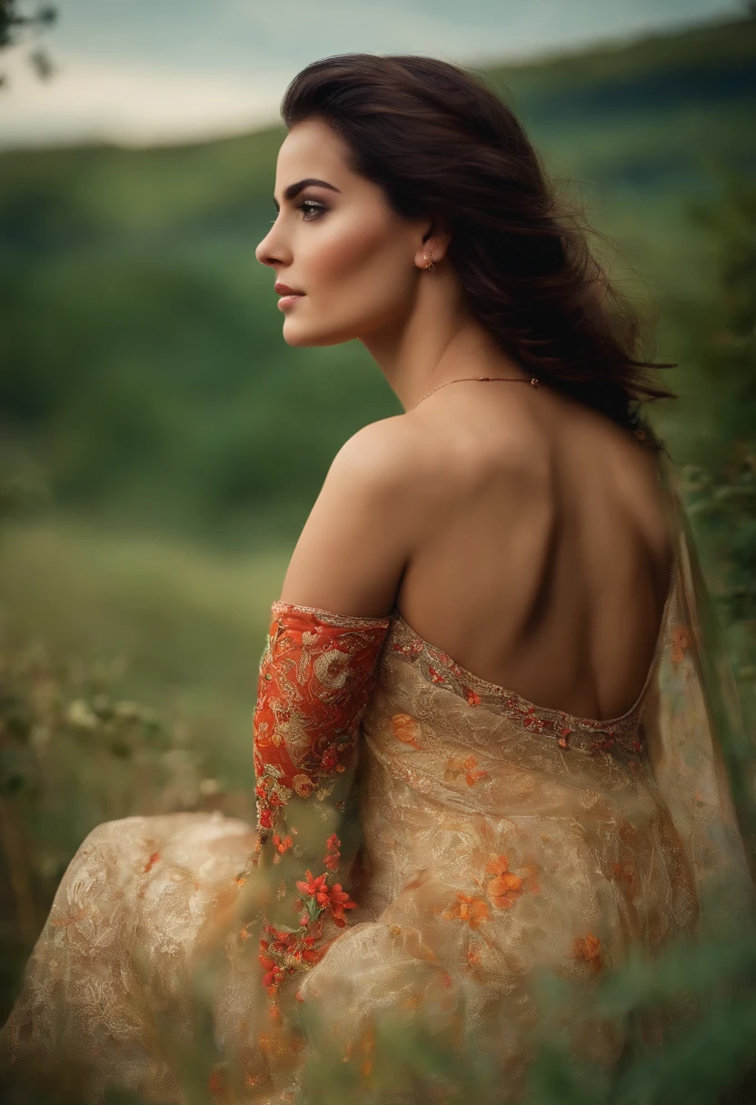 Beautiful woman turned around below pooping