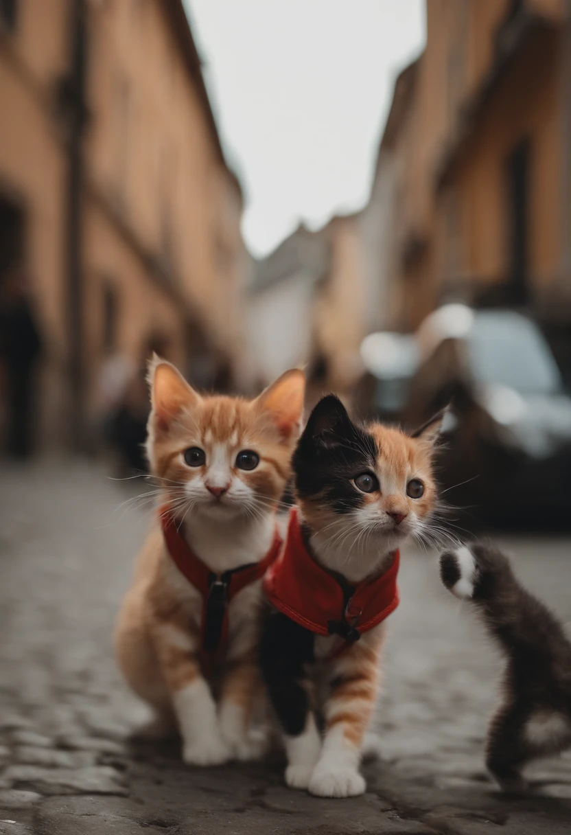 I have two kittens, a cute little cat, cute kittens, Cutest, Incredibly cute, Adorable and cute, And cute and lovely. They are walking down the street with backpacks, Walking together, commute, Proudly walk down the street, And the cat is walking. They are cute in the style of 🍂 and 🍁, Adorable and cute, Cute and adorable, oh, nice and cute. They are known as real-life Tom and Jerry.