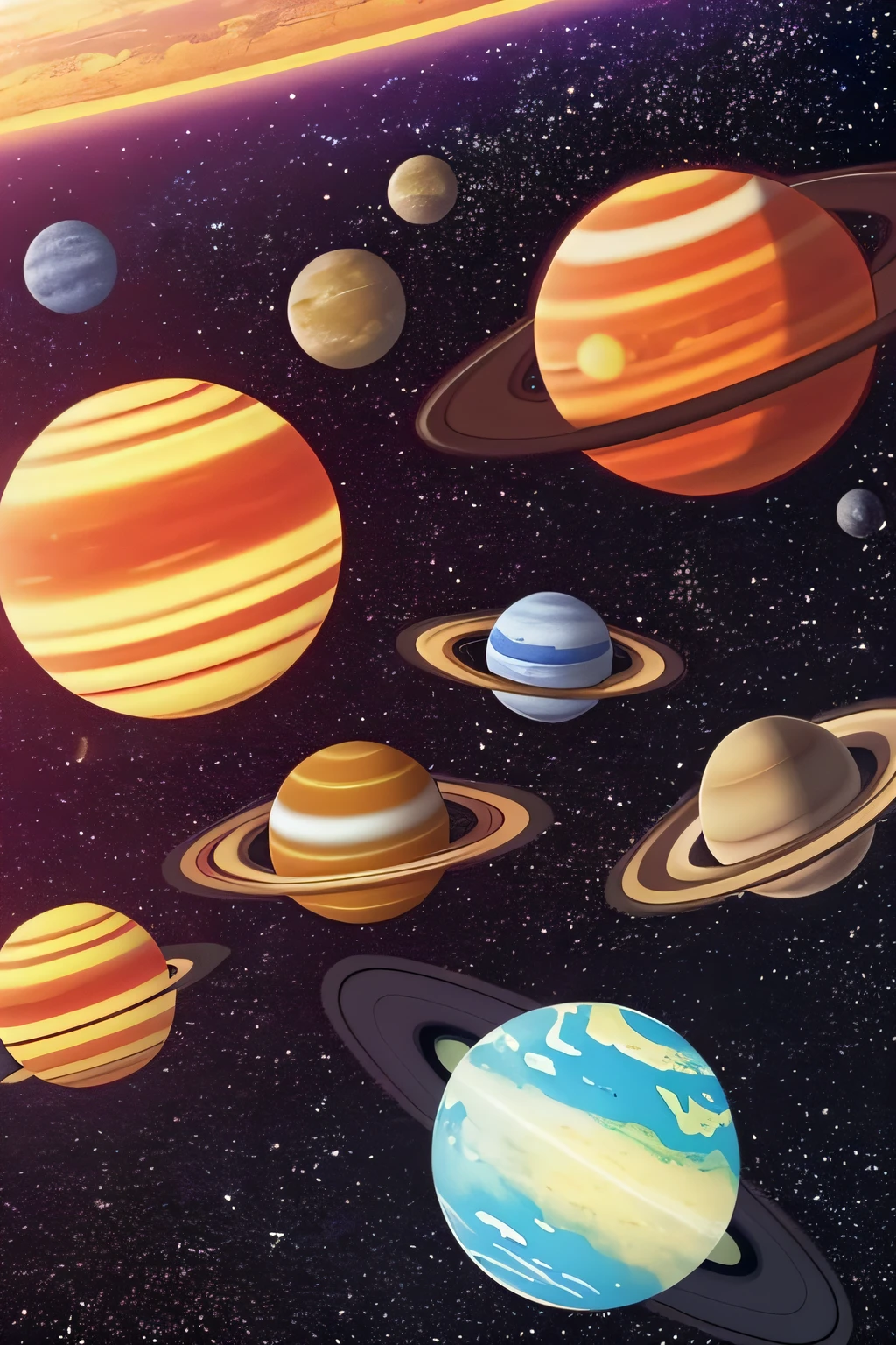 Outer space with planets