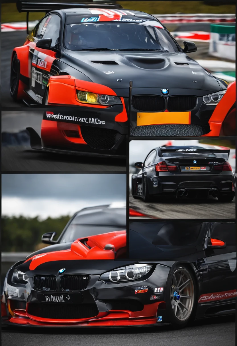 bmw m3 gt3 preto, em corrida perigosa