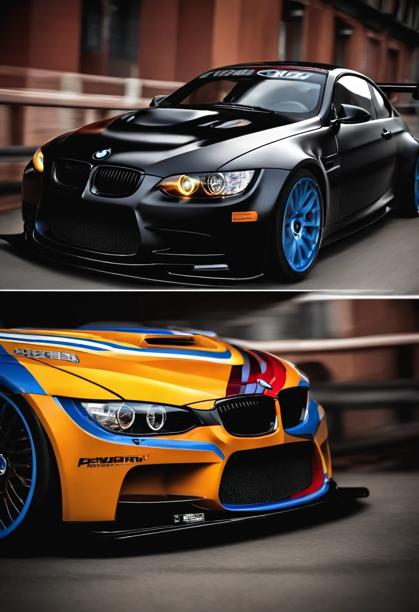 bmw m3 gt3 preto, em corrida perigosa