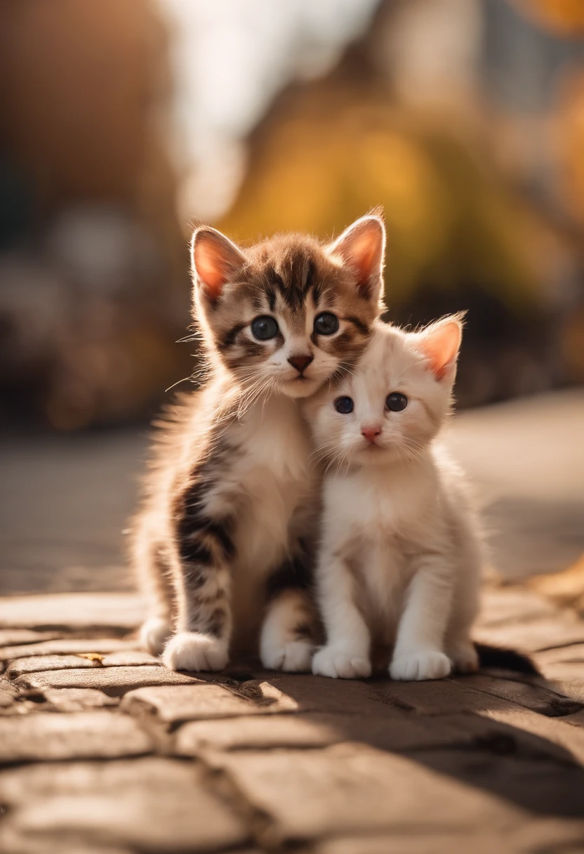 I have two kittens, a cute little cat, cute kittens, Cutest, Incredibly cute, Adorable and cute, And cute and lovely. They are walking down the street with backpacks, Walking together, commute, Proudly walk down the street, And the cat is walking. They are cute in the style of 🍂 and 🍁, Adorable and cute, Cute and adorable, oh, nice and cute. They are known as real-life Tom and Jerry.