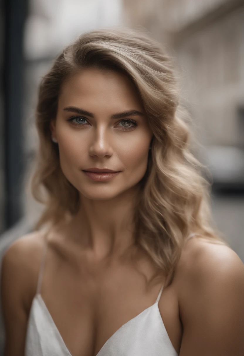 premier quality, High image quality, Masterpiece, cheveux gris, golden eyes, white Clothes, levant les yeux, Haut du corps, Hairline, peau claire, Lateral braids, Souriant, dents doubles