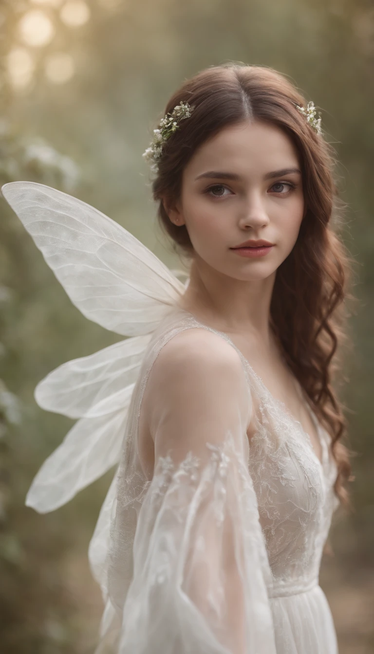 Girl, fairy, white silk, sorrow, back hand