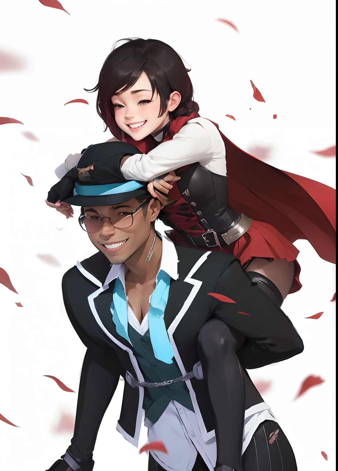 Piggyback, Flynt Coal, Ruby Rose, smiling couple, happy faces