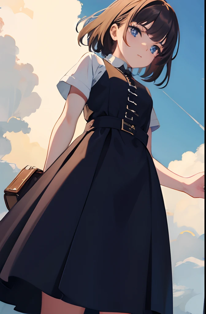 Girl, sky, seen from below,