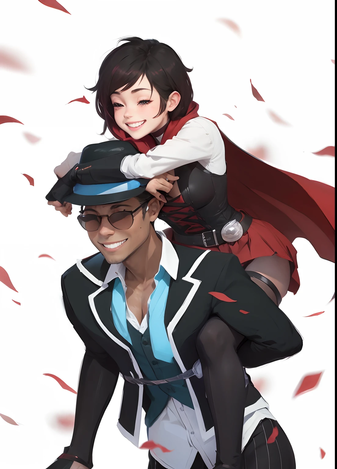 Piggyback, Flynt Coal, Ruby Rose, smiling couple, happy faces