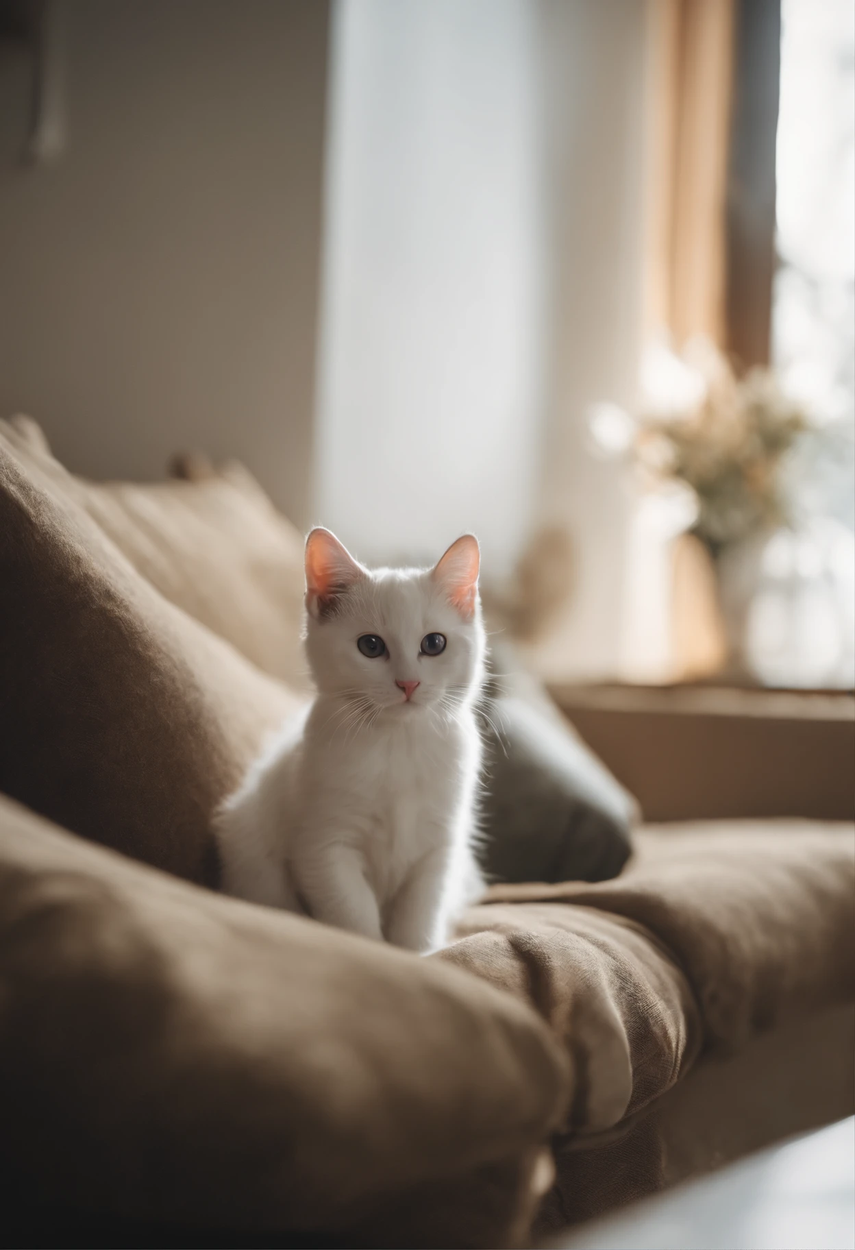 there is a cat on it, a cute little cat, The cutest kitten in history, Very beautiful and cute girl cat, Lewd and excited white cat, a cute little cat, Intelligent cat, an anthro cat, funny cat, cute kittens, And a sad cat. They read books on the couch、Sitting on a chair. They are relaxing after a hard day. They are wearing pajamas.