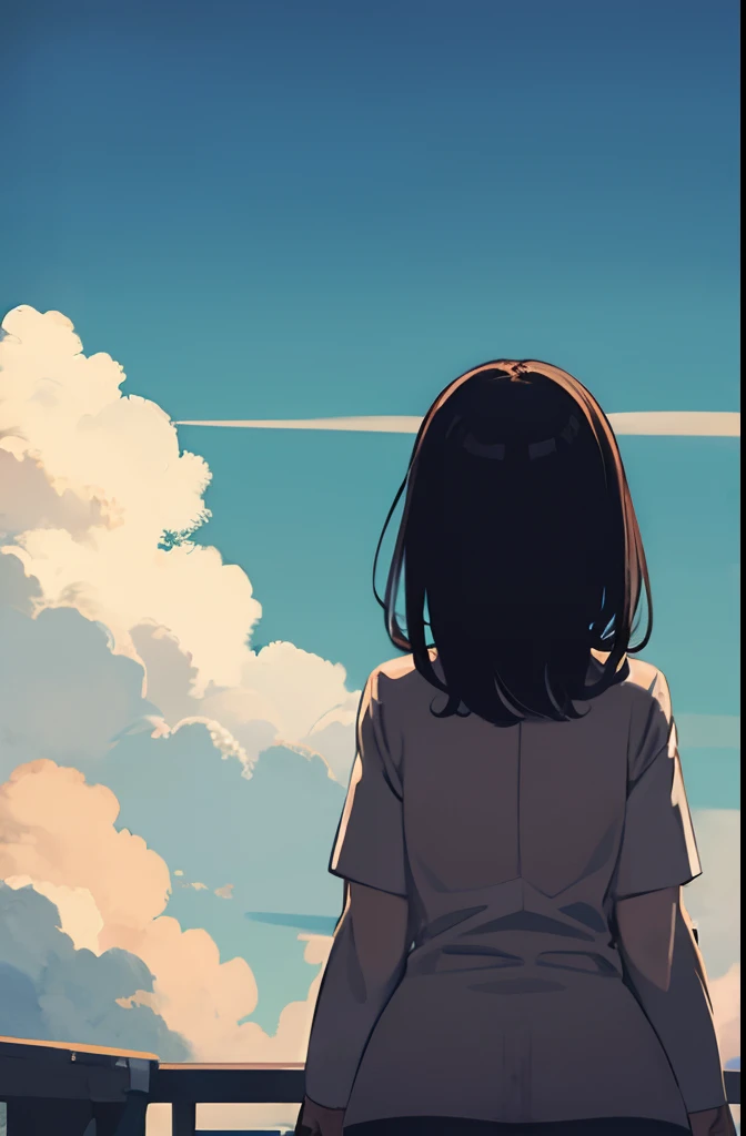 Seen from below, Girl, sky,
