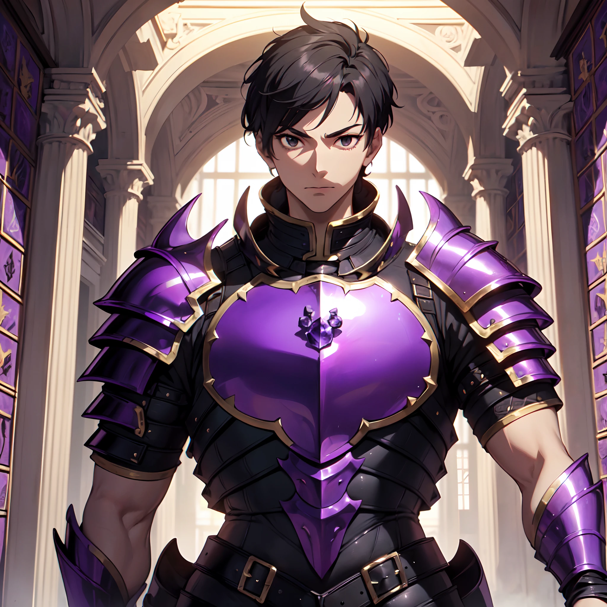 128K Ultra High Definition,
128K Ultra High Quality,
128K Ultra High Resolution,
Best Definition,
Best Quality,
Best Resolution,
Perfectly Detailed,
Perfectly Designed,
Extremely Detailed,
Extremely Designed,
Hyper Detailed,
Hyper Definition,
Hyper Quality,
Hyper Resolution,
Masterpiece,
(((Anime))),
Body Shot,
(((Boy))),
Handsome,
Muscular Body,
(((Black Short Hair))),
(((Black Eyes))),
(((Hyper Detailed & Perfectly Designed Purple Amethyst Armor Plates))),
(((Hyper Detailed & Perfectly Designed Baron Armor))),
(((Inside Of Medieval Royal Palace Background Scenery))),