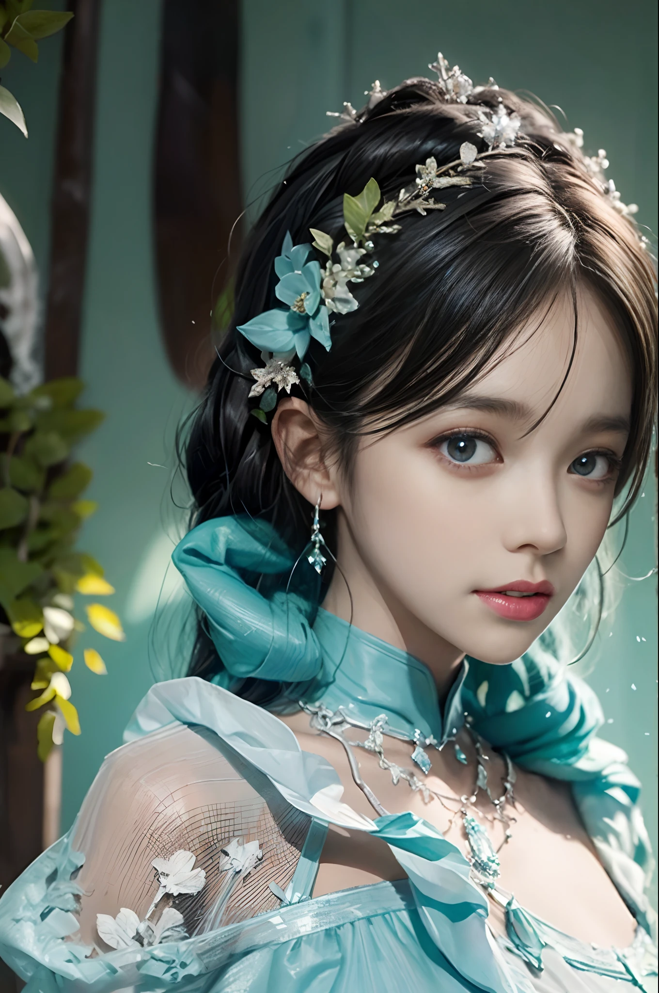 a close up of a woman with a tia on her head, intricate ornate anime cgi style, 4 k detail fantasy, anime cgi, cinematic goddess close shot, inspired by Li Mei-shu, a beautiful fantasy empress, inspired by Lan Ying, smooth anime cg art, close up character, hyperdetailed fantasy character, game cg, ruan jia and artgerm