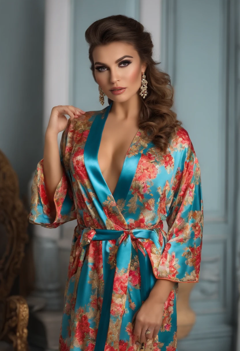 Very Detailed of lace robe underwear mockup, vibrant cool colors, beautiful composition, 8k resolution, HDR, shop background, perfect body, perfect composition, perfect hieroglyphic details