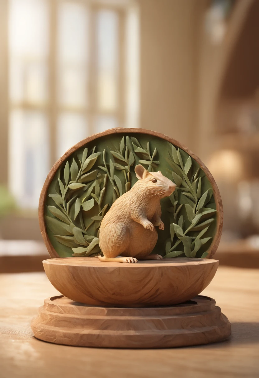 Olive pit carving,round form,Stunning carving,A masterpiece,Works of masters,Rats count money
