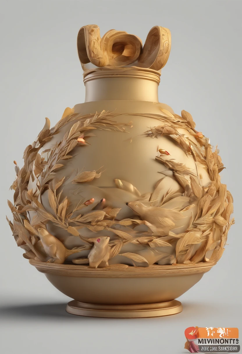 Olive pit carving，round form，Stunning carving，A masterpiece，Works of masters，Rats count money